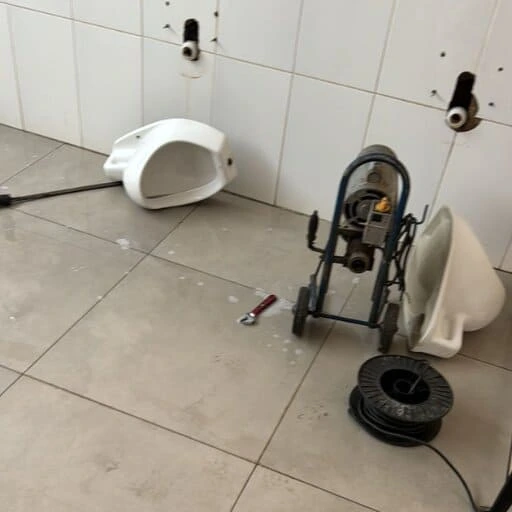 Caminhao de limpa fossa em operacao tecnica